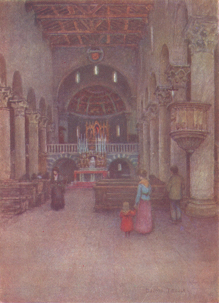 FIESOLE. Interior of the Cathedral. Italy 1905 old antique print picture